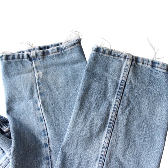 Wrangler Boyfriend Jeans 36x34 Organic Distressed Ripped Worn Blue Denim Destroy - Picture 9 of 10